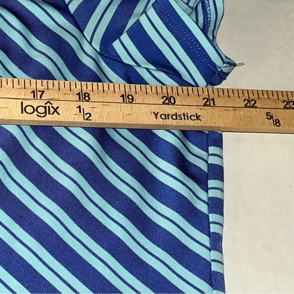 Weekends by Chico’s Striped Blue Purple Golf Tennis Zip Short Sleeve Shirt Size2 - Picture 6 of 10